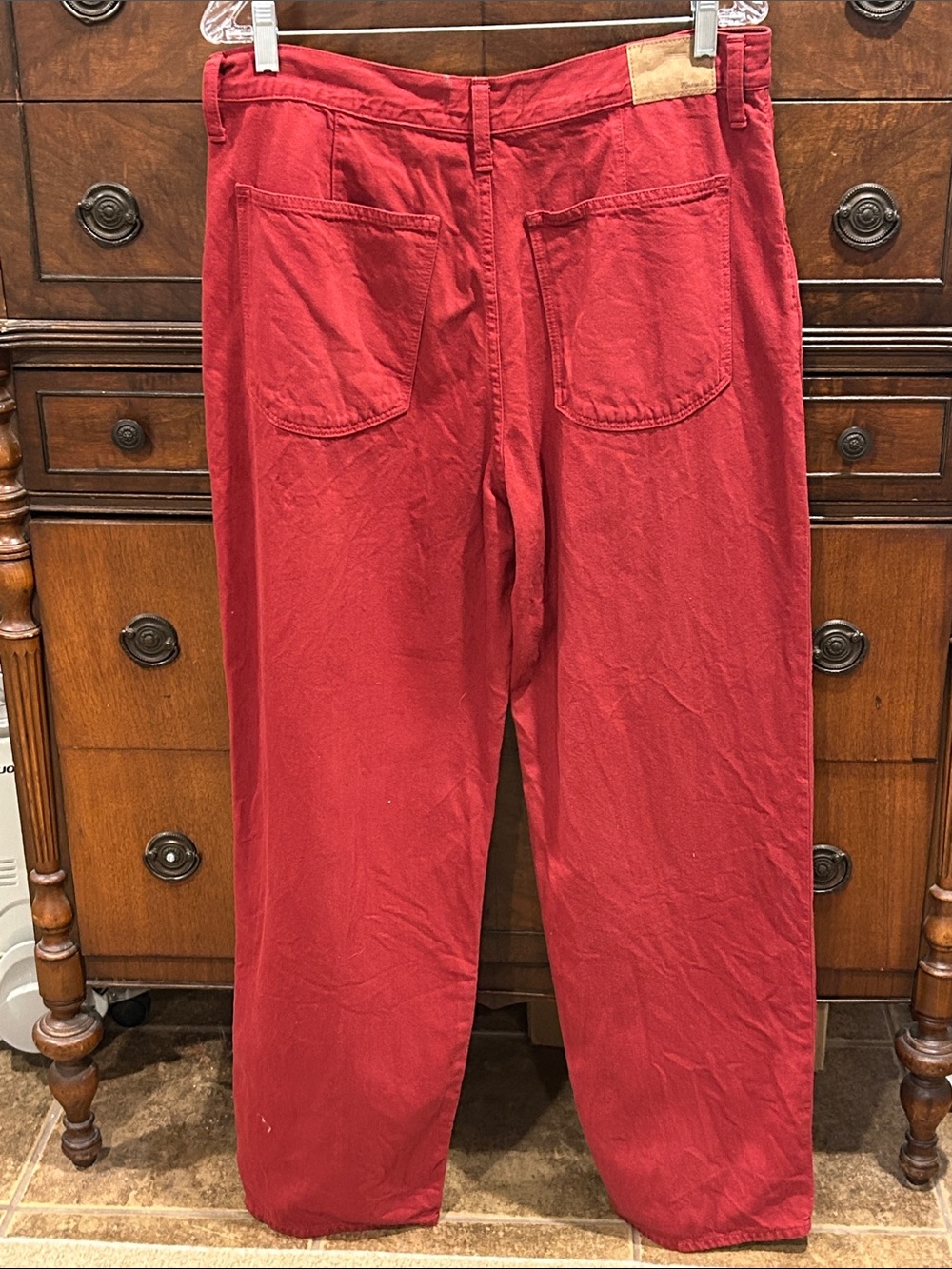 Madewell The Baggy Straight Jean in Deep Burgundy Red - Picture 2 of 11